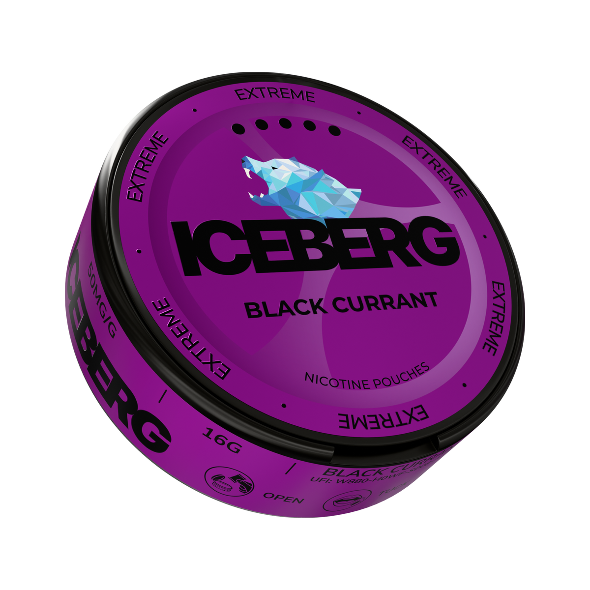 ICEBERG Black Currant Extreme nikotinportioner, dosa (3D)