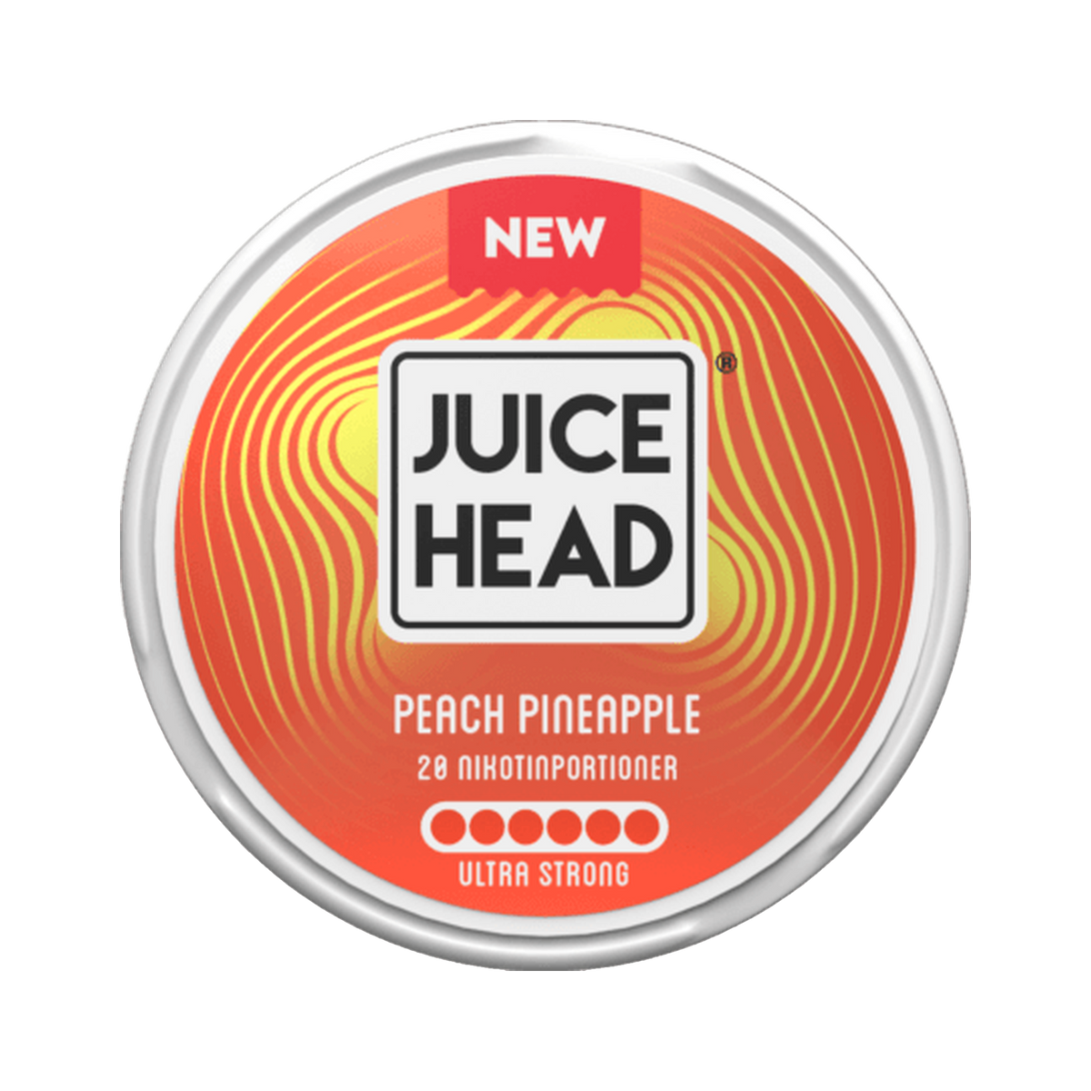 Juice Head Peach Pineapple 20 mg can, front