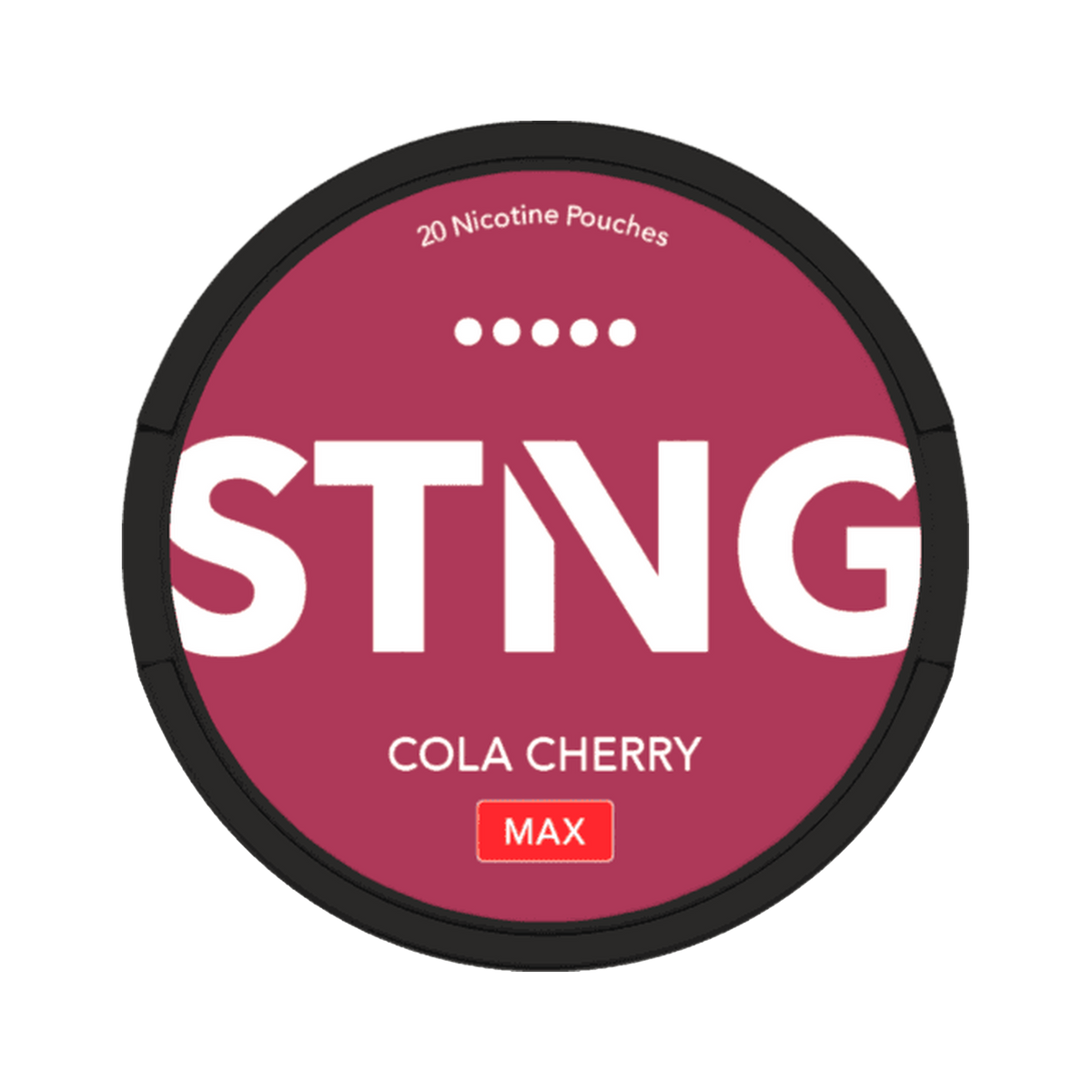 STNG Cola Cherry Max can, front