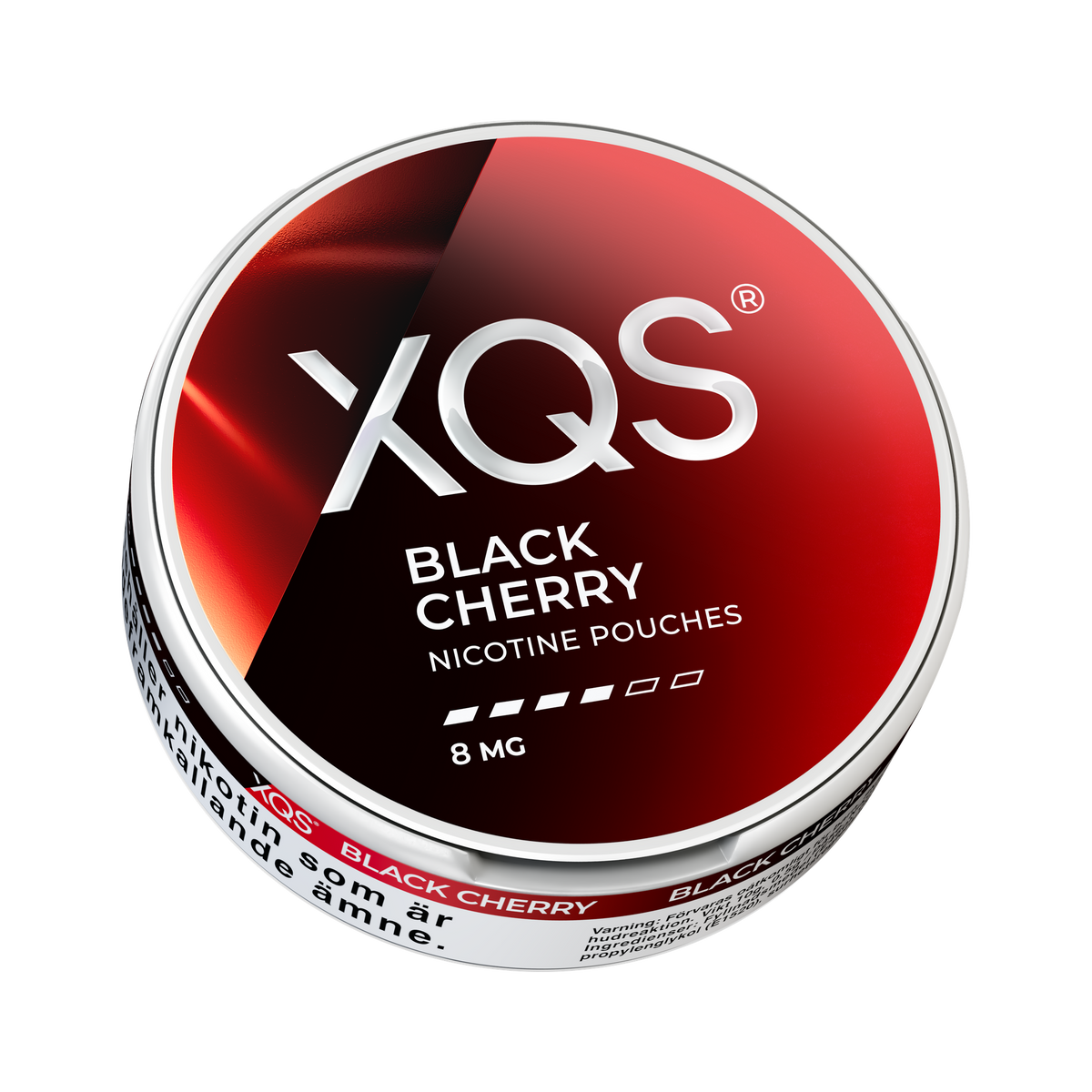 XQS Black Cherry 8mg can, low view