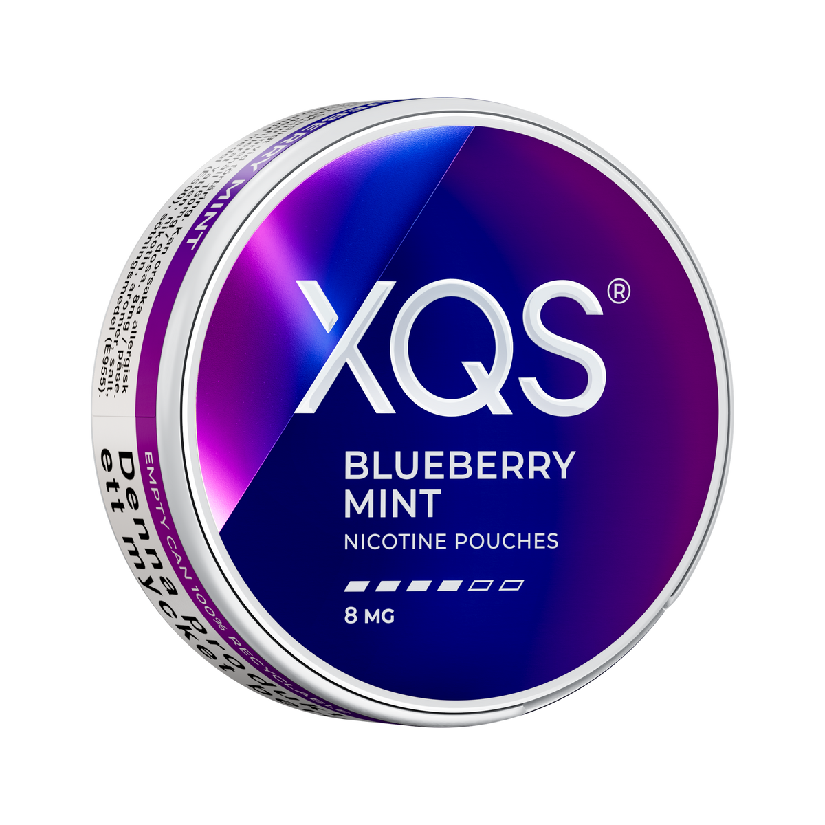 XQS Blueberry Mint 8mg can, right side