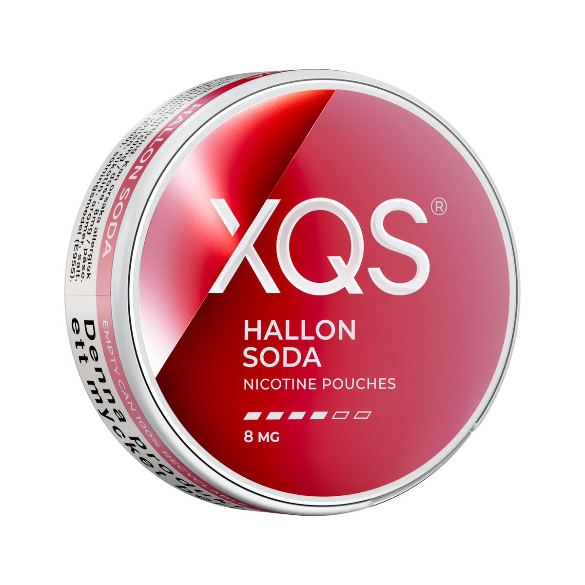 XQS Hallonsoda 8mg can, right side