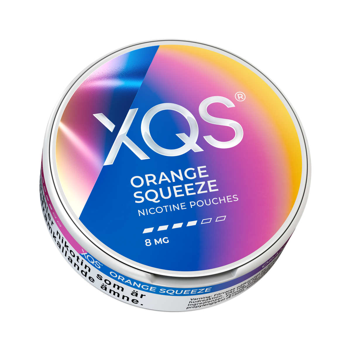 XQS Orange Squeeze 8mg can, low view