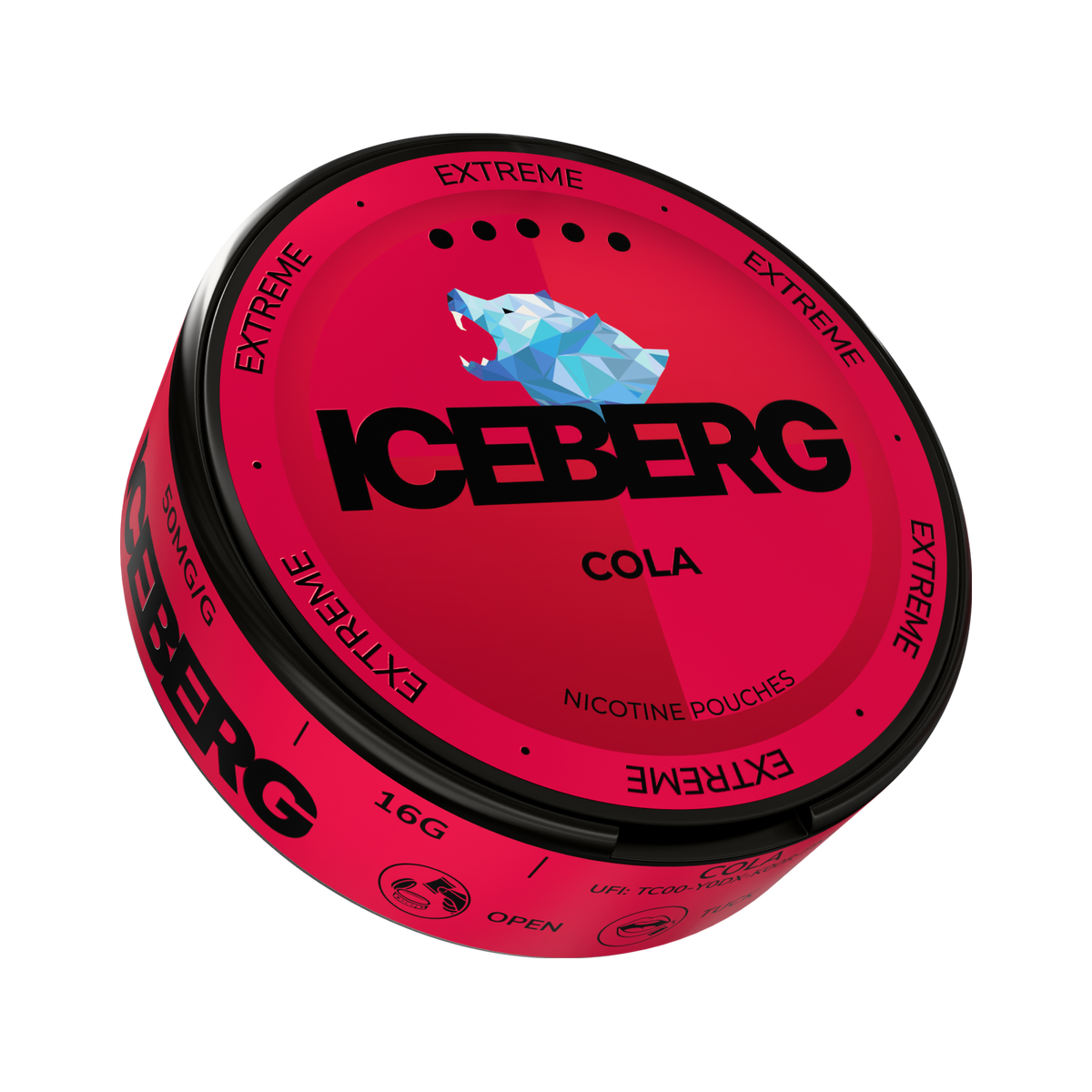 ICEBERG Cola Extreme nikotinportioner, dosa (3D)