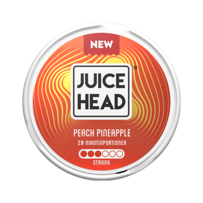 Juice Head Peach Pineapple 9 mg can, front