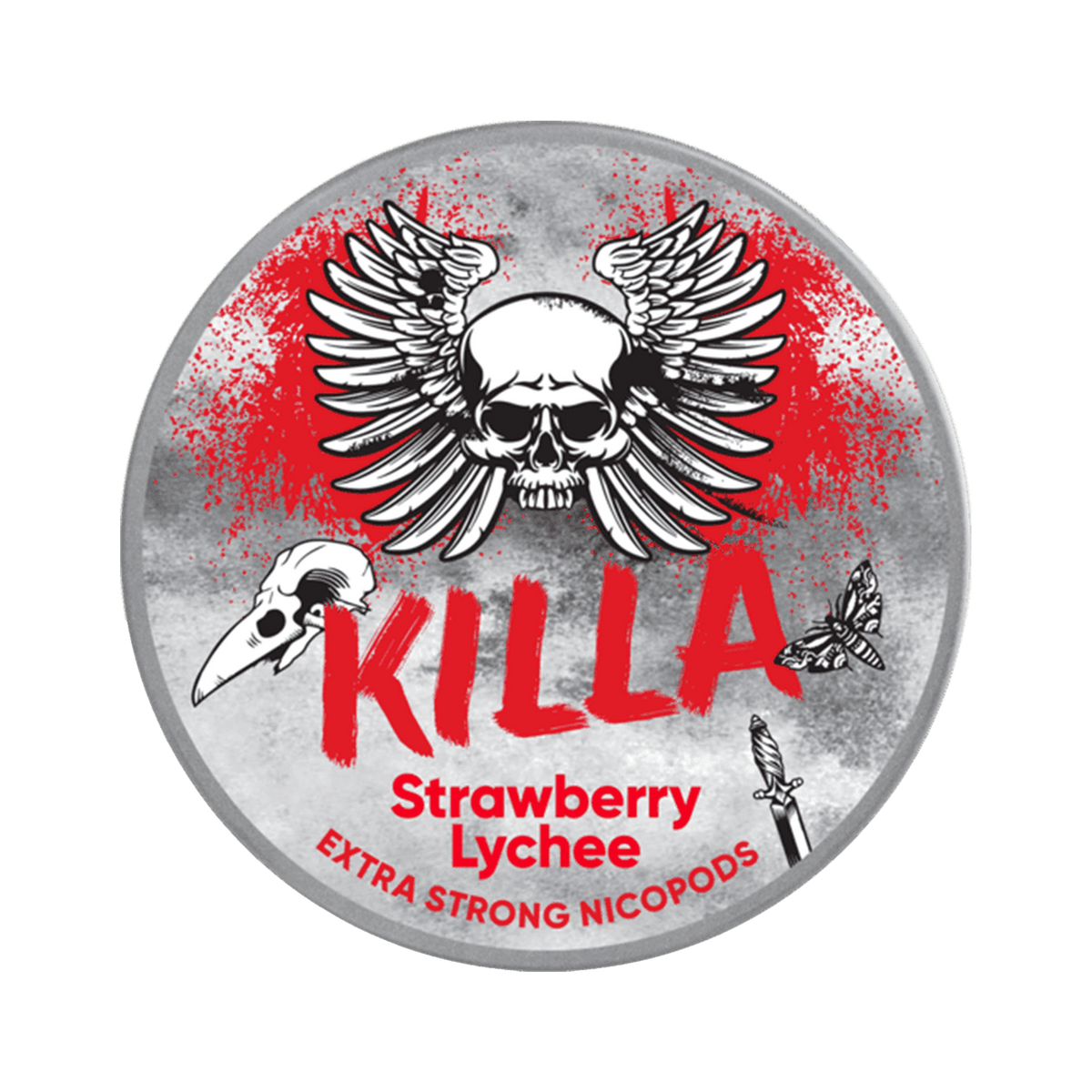 KILLA Strawberry Lychee can, front
