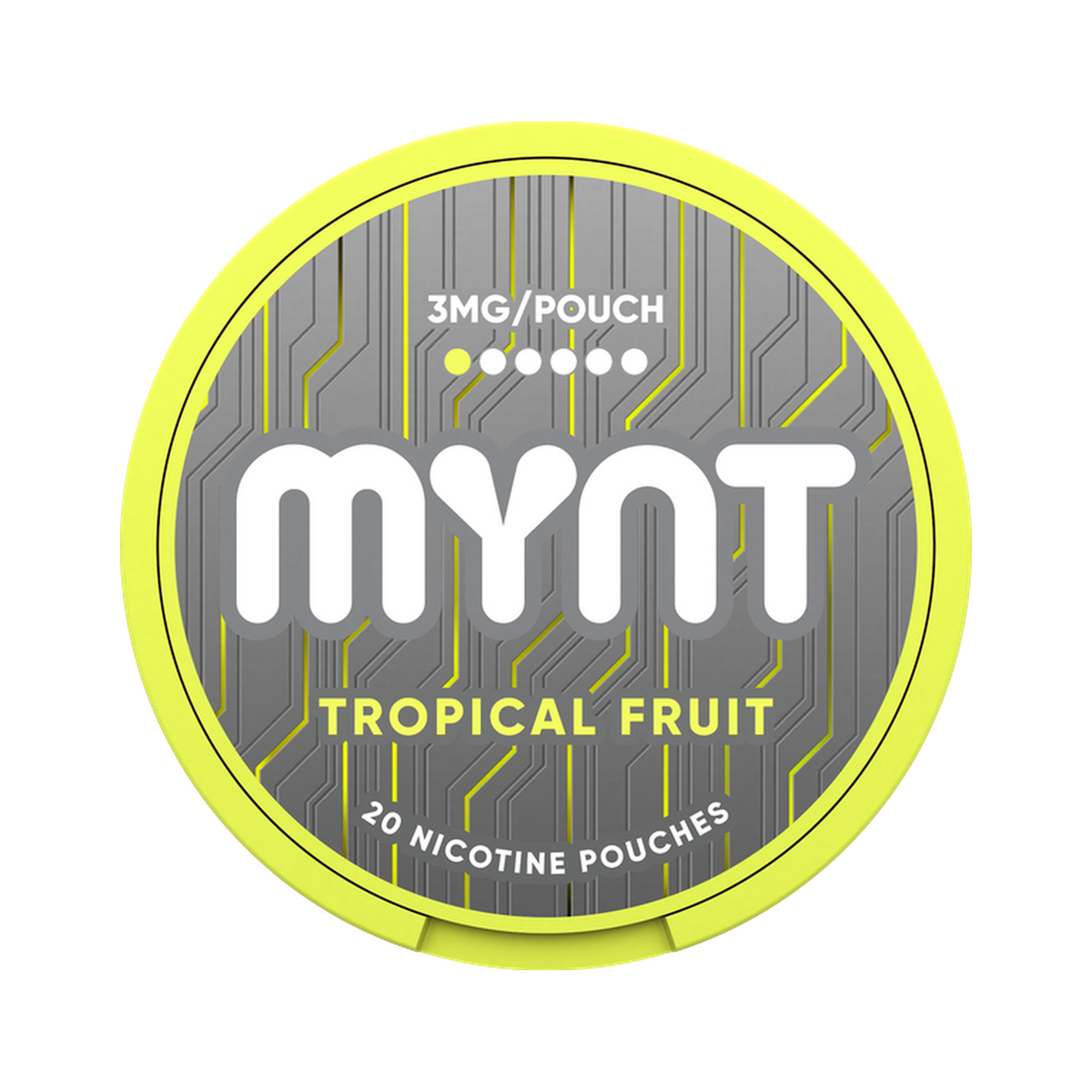 MYNT Tropical Fruit 3 mg can, front