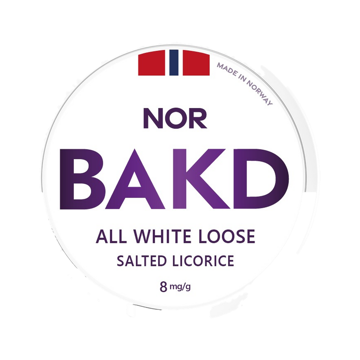 NOR BAKD Salted Licorice All White Loose, vitt lössnus, dosa