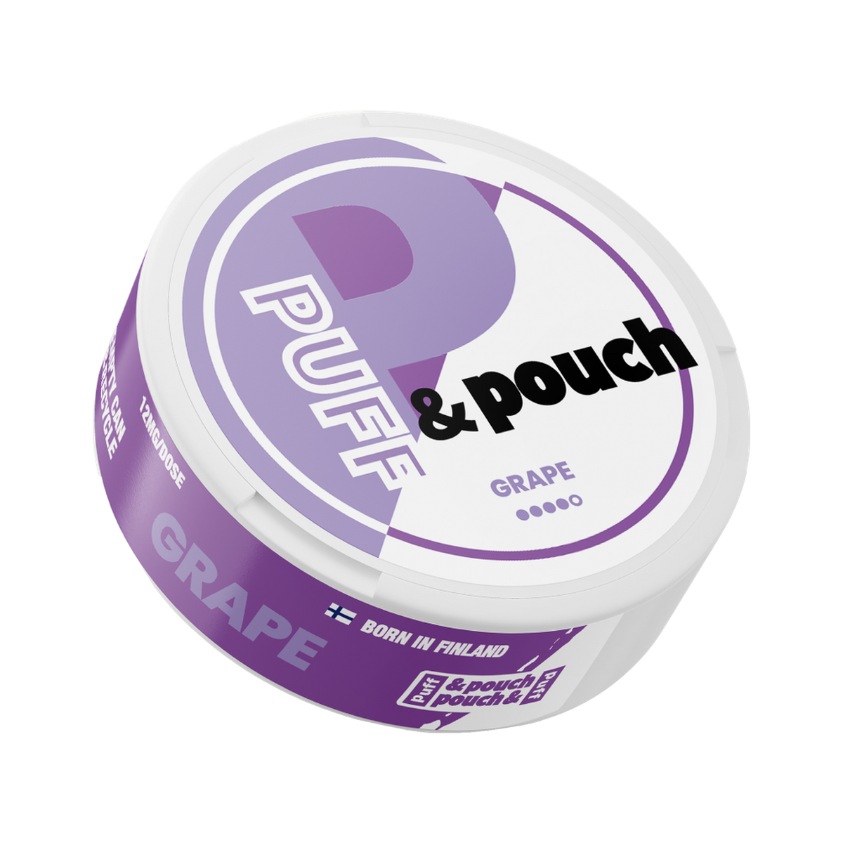 Puff & Pouch Grape 12 mg can, front
