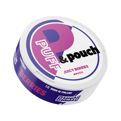 Puff & Pouch Juicy Berries 12 mg | Bäst före: 01/10/2026 can, front