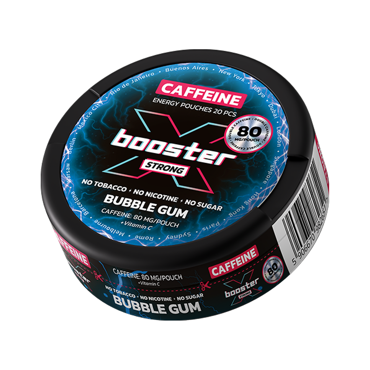 X-BOOSTER Bubble Gum Koffein can, front