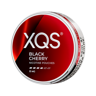 XQS Black Cherry 8mg can, left side