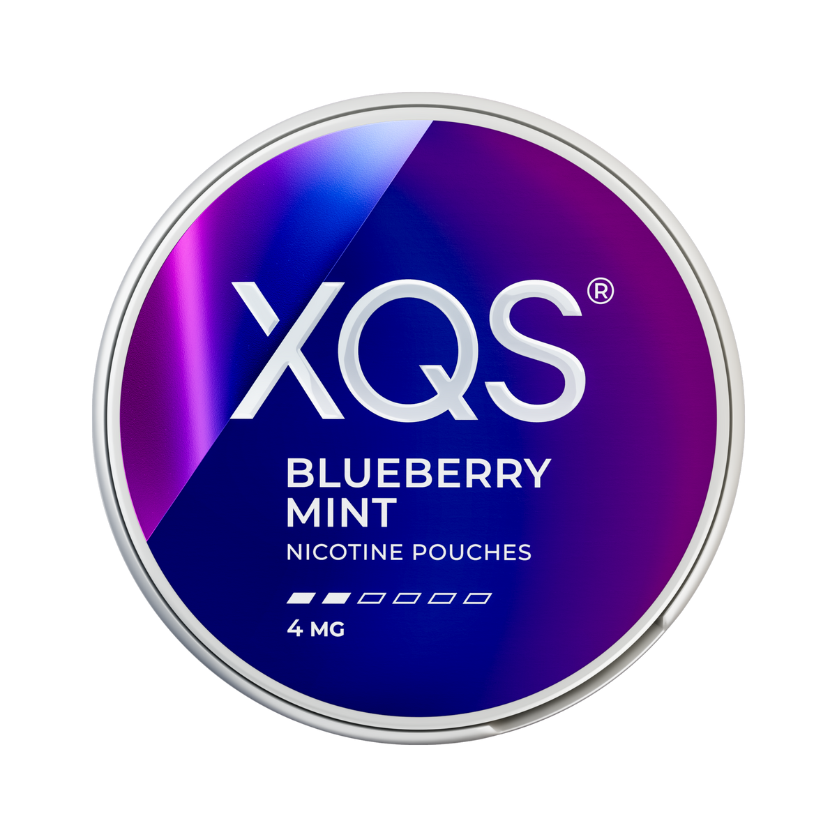 XQS Blueberry Mint 4mg can, front