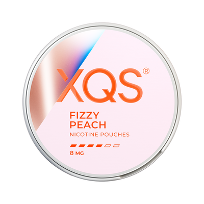 XQS Fizzy Peach 8mg can, front