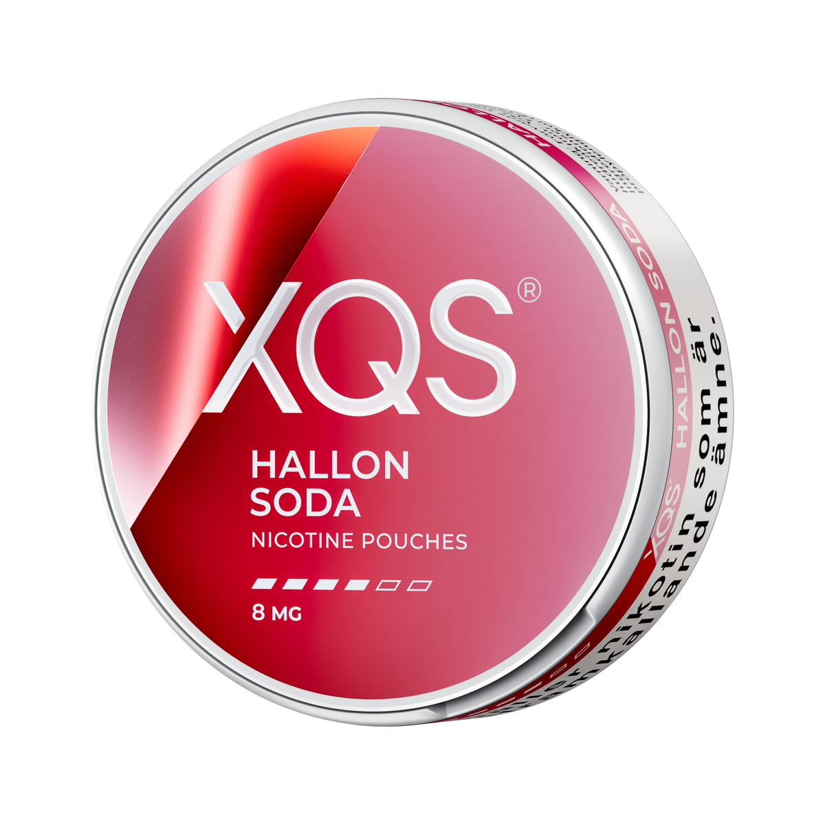 XQS Hallonsoda 8mg can, left side