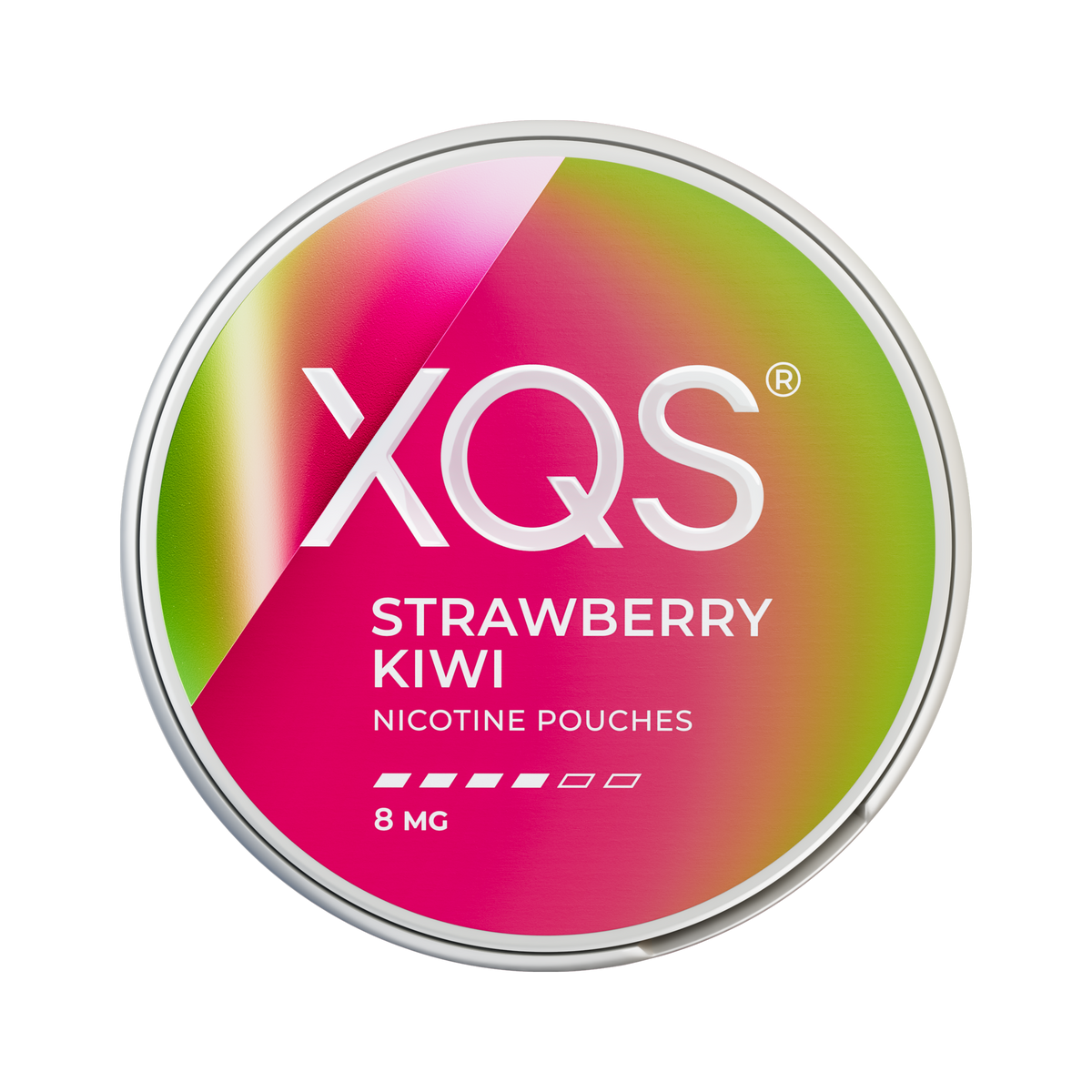 XQS Strawberry Kiwi 8mg can, front