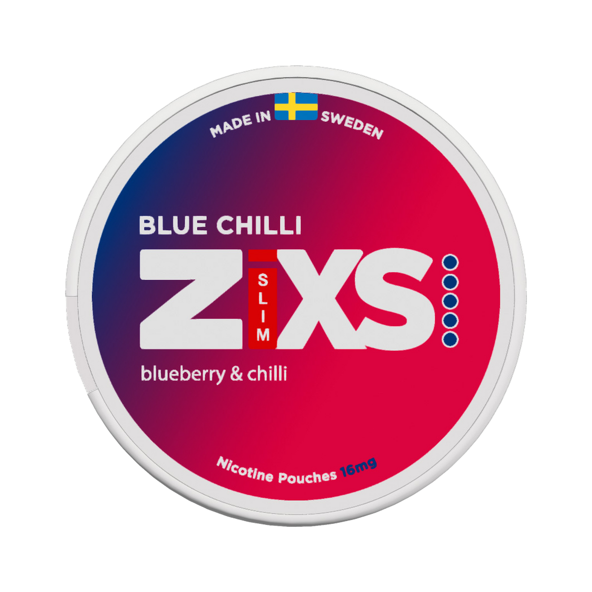 Zixs Blue Chilli Slim can, front