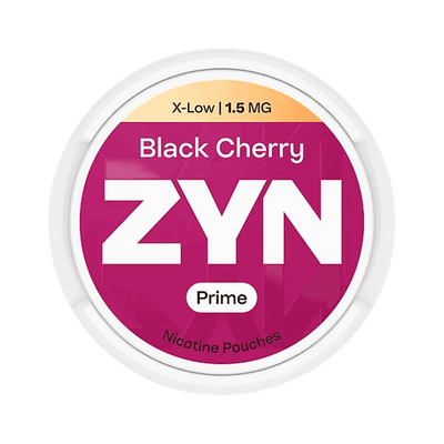 ZYN Black Cherry Prime Mini 1.5mg X Low can, front